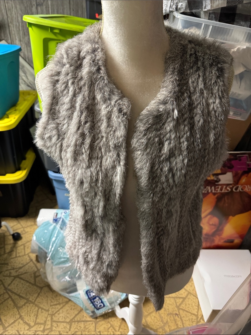 525 America Gray Rabbit Fur Sleeveless Vest